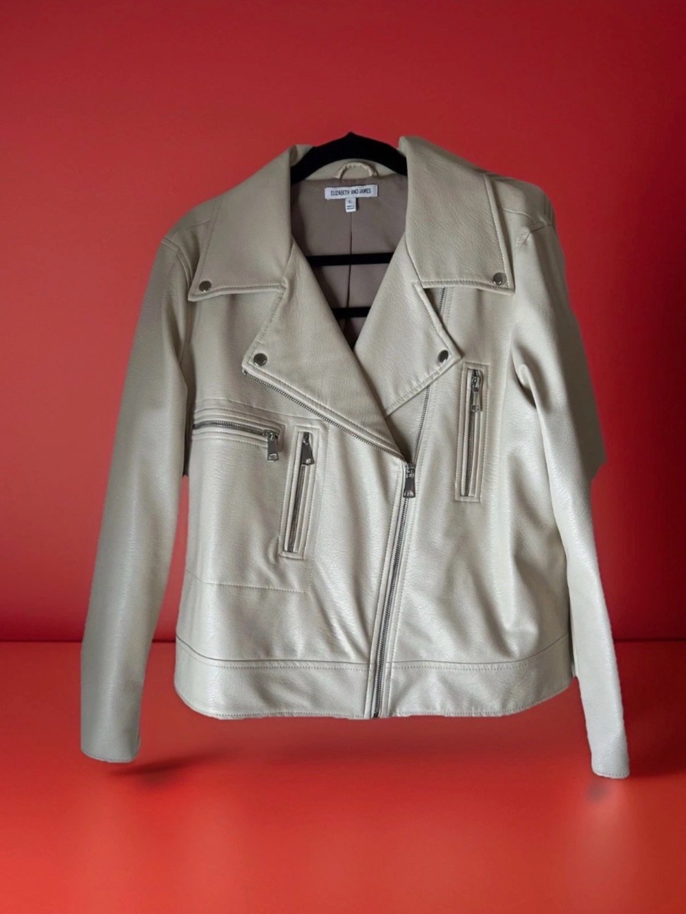 NWOT-Women's Cream Faux Leather Jacket